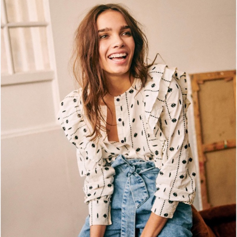 SEZANE Boby Ruffle Blouse